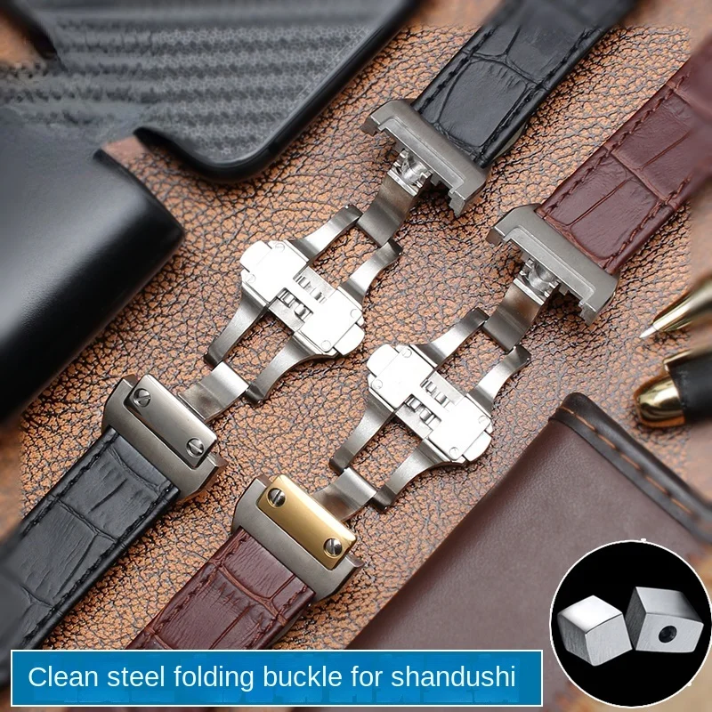 Genuine Leather Watchband for  - Cartier Watch Tank 评论和价格