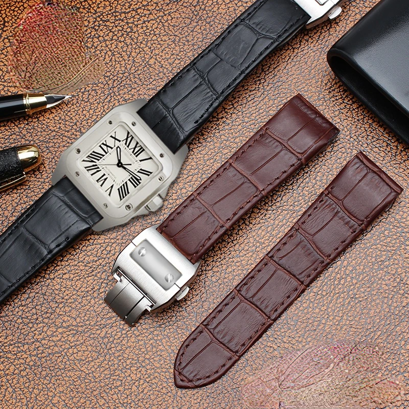 Genuine Leather Watchband for  - Cartier Watch Tank 评论和价格