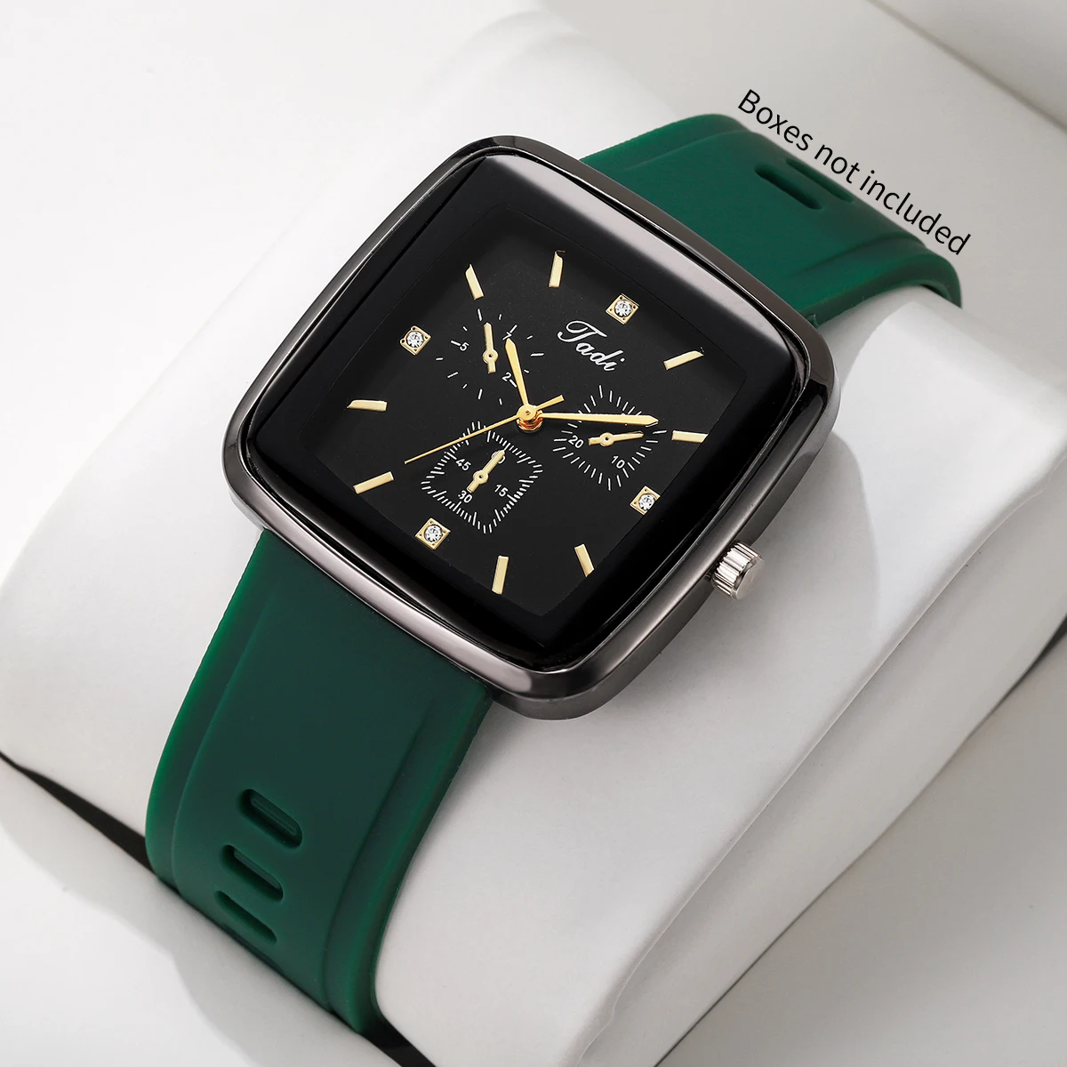 Fashion Rhinestone Square Wome - Silicone Band Women 评论和价格